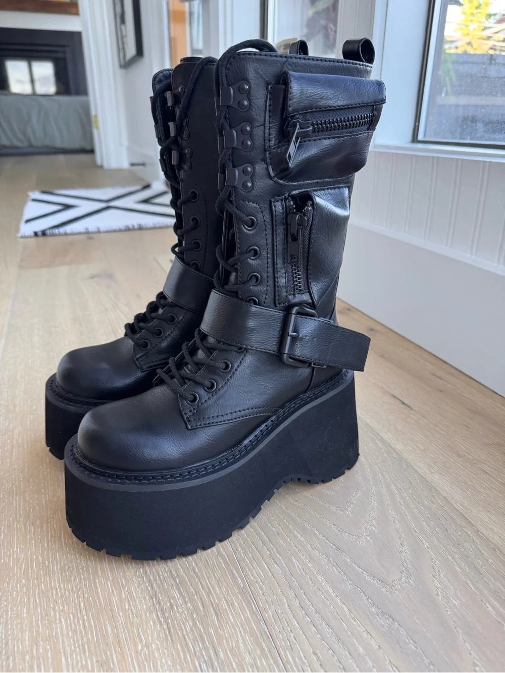 Dolls Kill Black Platform Combat Boots - Brand New in Box